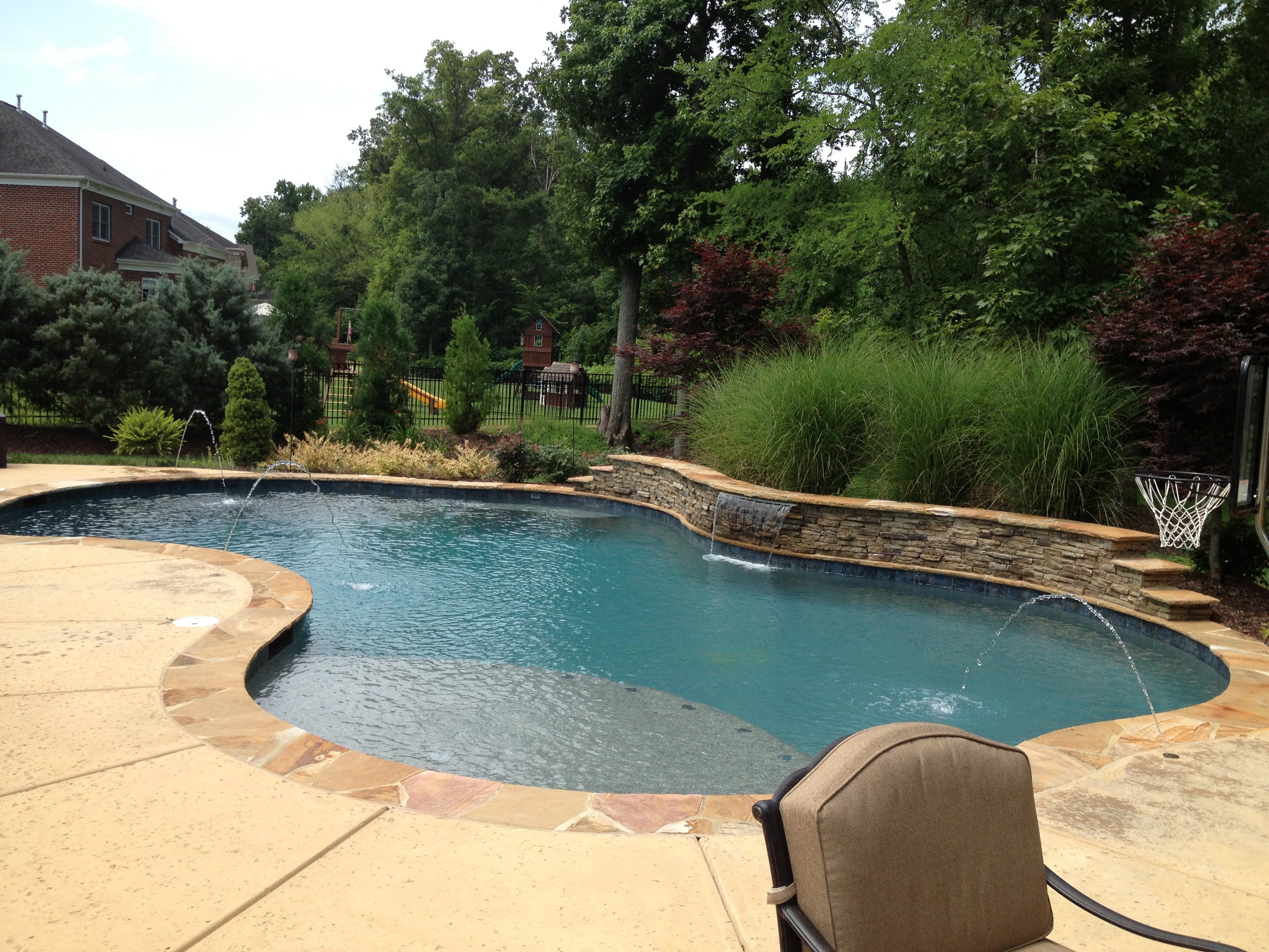Water Features Inground Pool Concord NC Aloha Pools